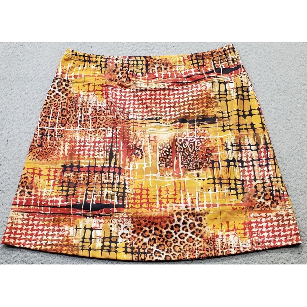 B-Skinz Mini Skirt Womens XL Multi Patchwork Leopard Print Stretch High Waist